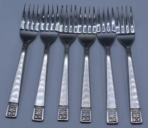 6 Custom Design CUD1 Salad Forks 6-3/8" Stainless Flatware Japan ~ Very Good - Picture 1 of 7