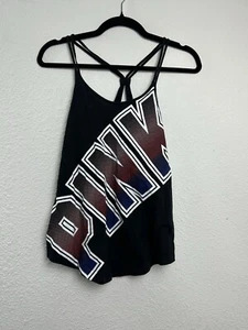 Pink Victoria Secret Tank Top Black with Graphic XSmall XS Athletic Sporty Relax - Picture 1 of 9