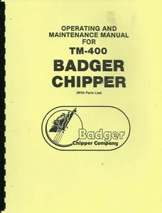 Owners Manual Badger Chipper WoodChipper Includes Parts List - Bild 1 von 2