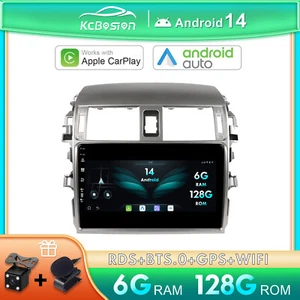 6G+128GB Android 14 Autoradio Carplay GPS Navi Für Toyota Corolla 2009-2013 DAB+ - Foto 1 di 12