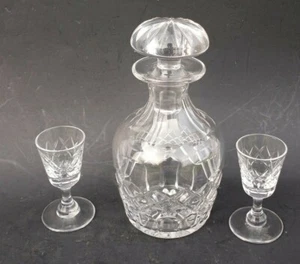Tudor England Vintage Kristall Karaffe Latimer Muster 2 Schnapsglas signiert 5 - Bild 1 von 12