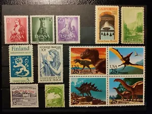 1950 s-1990 s Loose Stamps(US,Spain,Finland,France,Pakistan),MNH/Used,OG/NG - Picture 1 of 1