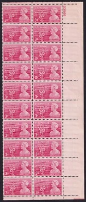 Scott #977 Moina Michael (Red Silk Poppies) Plate Block of 20 Stamps - MNH - Image 1 of 2