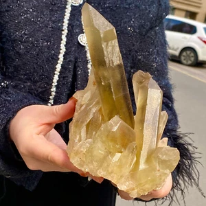 2.87LB arge Himalayan quartz cluster/yellow crystal ore Earth specime - Picture 1 of 12