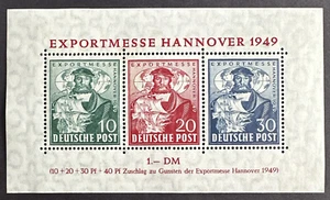 Germany 1949 Sc# 664a Souvenir Sheet of 3 MH OG Hanover Export Fair - Picture 1 of 2
