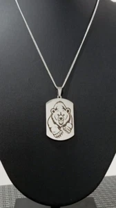 Bear Necklace Stainless Steel,Animal Charm, Animal Lover Gift, Elegant Bear - Picture 1 of 8