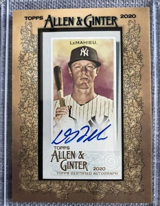 D.J. LeMahieu• Rare SP Framed On-Card Auto! 2020 Topps Allen & Ginter• Yankees - Picture 1 of 4