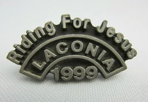 Vintage 1999 Laconia Bike Week Biker Pewter "Riding for Jesus" Event Pin USA - Picture 1 of 2