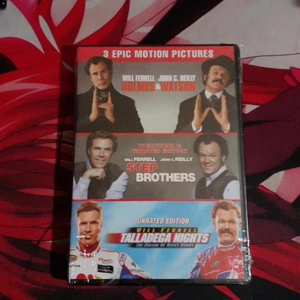 3 Movie Collection-Step Brothers, Talladega Nights, Holmes & Watson (DVD, 2019) - Image 1 of 1