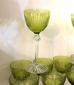 roemer / verre à vin du Rhin BACCARAT cristal VERT modèle NANCY DOMBASLE 18,5 cm - Picture 1 of 8