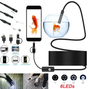 3in1 Borescope Endoscope 6LED Inspection Scope Camera For Android Cell Phone/PC - Picture 1 of 12