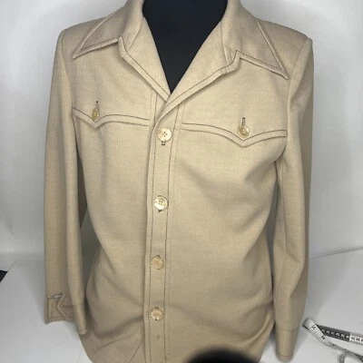 Vintage Knack Leisurewear Mens 42 Leisure Suit Jacket Paisley Lined Disco Brown - Image 1 of 4