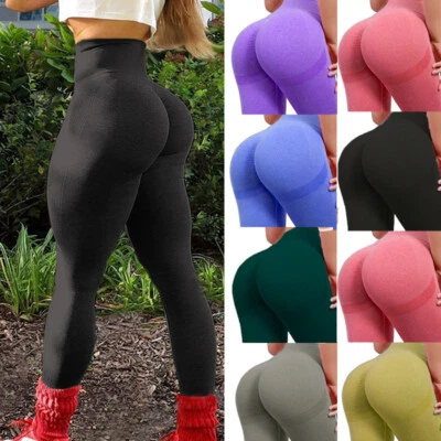 Women High-Waisted Yoga Pants Anti-Cellulite Scrunched Butt Leggings Push Up GYM - Image 1 of 4