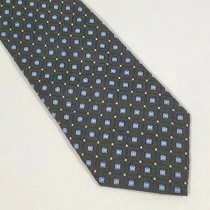 NAUTICA 100% Silk Tie Black Blue Diamond Square Classy Skinny Mens Necktie 3x59" - Picture 1 of 8