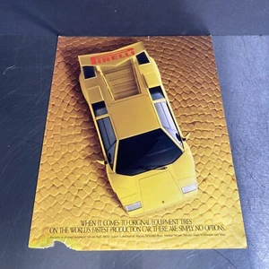 1986 Pirelli Yellow Lamborghini Countach Advertisement Print Art Car Ad - Picture 1 of 3