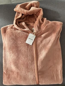 Copertina con cappuccio rosa antico Natura vestaglia poncho - Foto 1 di 9