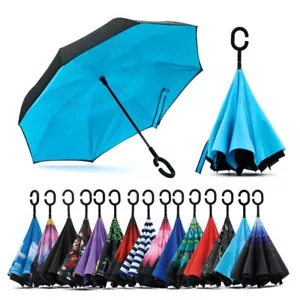 Double Layer Inverted Umbrella with C-Shaped Handle Anti-UV Waterproof Windproof - Picture 1 of 7