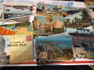 Miami Florida 70 Postcards 1920's to Modern Canceled One Cent Stamps Souvenirs  - Picture 1 of 7