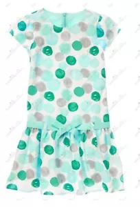 Gymboree Girls sz 10 "Center Stage" Painted Dots Dress NWT Aqua Gray - Picture 1 of 2
