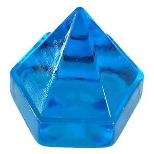Presse papier pyramide en verre bleu prisme 3" style petit navire 1 lb BEAU - Photo 1/16