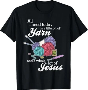 Jesus And Yarn Crocheting Knitting Shirts Gifts For Women T-Shirt Hoodie - Picture 1 of 10