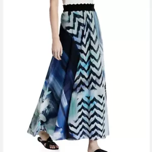 FUZZI Jean Paul Gaultier $475 Signature Mesh Chevron Floral Maxi Skirt Sz Small - Picture 1 of 10