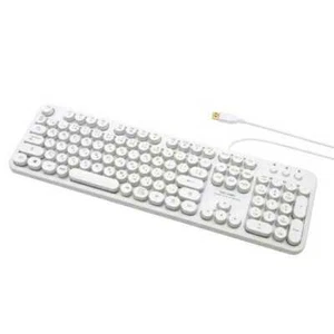 Miyoshi Keyboard Retro Style Design White TRT-US01/WH [USB/Wired] NEW from Japan - Picture 1 of 3