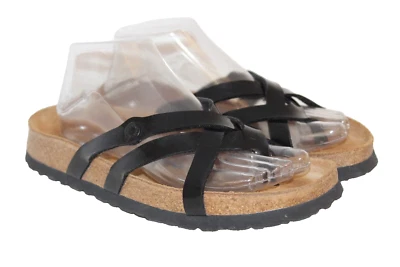 Betula BIRKENSTOCK 凉鞋女式 8 码窄趾环 Birko-Flor 黑色专利 — 第 1/4 张图片