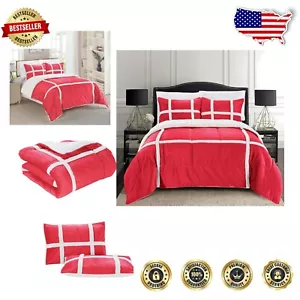 Soft Faux-Suede 3-Piece Reversible Comforter Set for Full/Queen - Winter Ready - Picture 1 of 10
