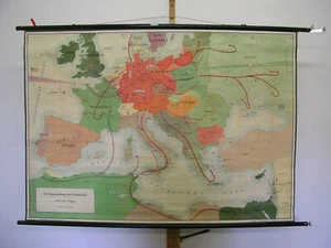 Schulwandkarte Wandkarte 1850 bis Gegenwart Großdeutschland Krieg 137x96 ~1950  - Bild 1 von 2