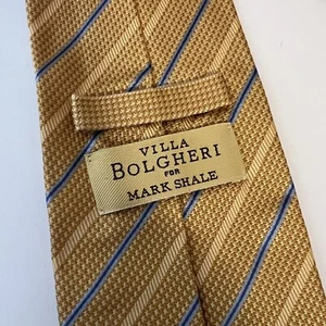 Villa Bolgheri italienische Seidenkrawatte Krawatte gold blau gestreift - Bild 1 von 3