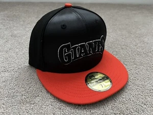 New Era 59Fifty MLB San Francisco Giants Black Satin Fitted Hat Size 7 1/4 New - Picture 1 of 6