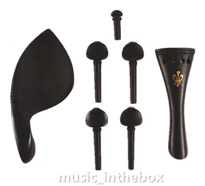 Nuevo juego de accesorios de ébano para violín 4/4 - clavijas/pinillo final/pieza trasera/rabilla #AC-03 - Imagen 1 de 1
