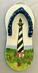 Multi 6.5" Ceramic NANTUCKET Lighthouse Plaque Figurine - Picture 1 of 2