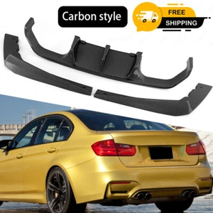 For BMW F80 M3 F82 F83 M4 Carbon FIber 3PC V-Style Rear Bumper Diffuser 2015~20 - Imagen 1 de 14