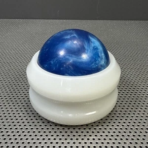 Raro massaggiatore a sfera Omni Massage Roller USA blu marmo bianco full size 403-076 - Foto 1 di 2