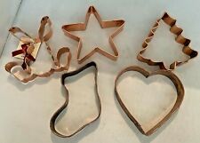 Lot of 5 Copper Cookie Cutter Large Holiday Heart Tree Bunny Star Stocking Xmas