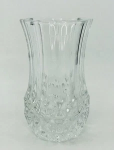Small Clear Cut Glass Fluted Vase Wide Mouth Weighty Crystal? Nice Sparkle 5”x3” - Picture 1 of 7