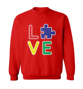 Love Autism - Autistic Awareness Puzzle Piece Toddler Crewneck Sweater - Picture 1 of 8