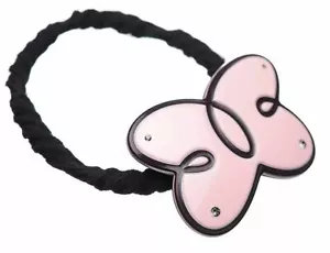 Französischer Amie Schmetterling Kristalle rosa mit lila Rand Zelluloid Handarbeit Haargummi - Bild 1 von 4