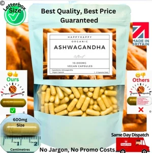 Organic Ashwagandha Capsules ~ (2-600) Vegan, 10,000mg | 50mg Withanolides - Picture 1 of 3