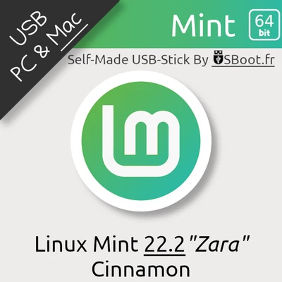 CLÉF USB LINUX MINT 22.2 ZARA 64BIT BOOTABLE DRIVE INSTALLATION & LIVE TEST - Photo 1/4