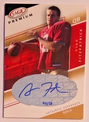 Ryan Fitzpatrick 2005 Sage Premium ORO #d 44/50 ¡Auto de novato! Raro Rams Envío y devolución gratuitos Foto 1 de 4