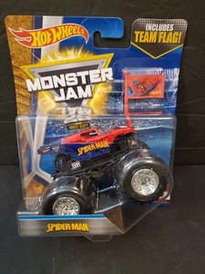 Hot Wheels Monster Jam 1:64 Marvel Heroes Spider-Man w/ Team Flag 1/3 VHTF - Picture 1 of 5