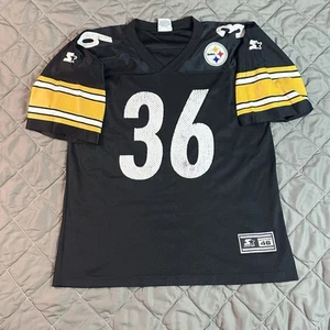 VINTAGE Starter Pittsburgh Steelers Jersey Mens Medium Black Jerome Bettis NFL - Picture 1 of 12
