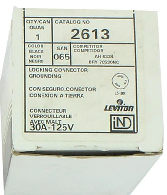 Leviton 2613 NEMA  L5-30R Locking Connector, With Screw Terminals, Grounding - Image 1 of 4