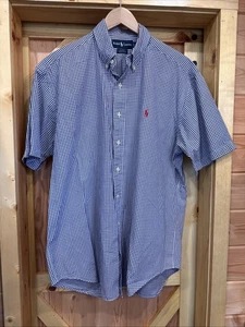 Camisa Ralph Lauren Para Hombres L Púrpura Cuadros Blake Pony Abotonada Manga Corta Clásica - Imagen 1 de 10