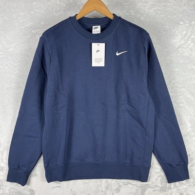 Nike Sweatshirt Mens Medium Club Fleece Crewneck Pullover Navy CJ1614-419 NEW - Image 1 of 4