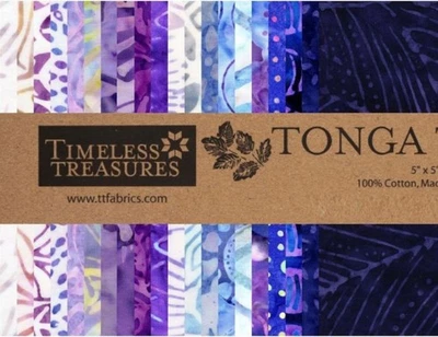 LILAC Tonga Treat from Timeless Treasure - (42) 5" batik square set - Image 1 of 3