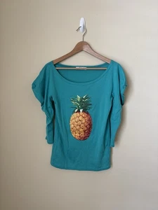 T-shirt Chloe stampa ananas vintage turchese piccola - Foto 1 di 5